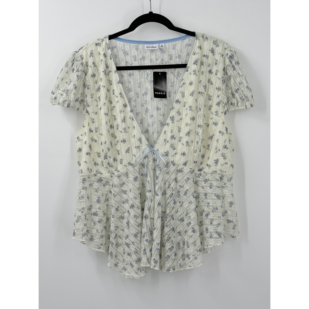 NWT Torrid LoveSick Babydoll top sz 3X Floral Lace Coquette Cottagecore milkmaid